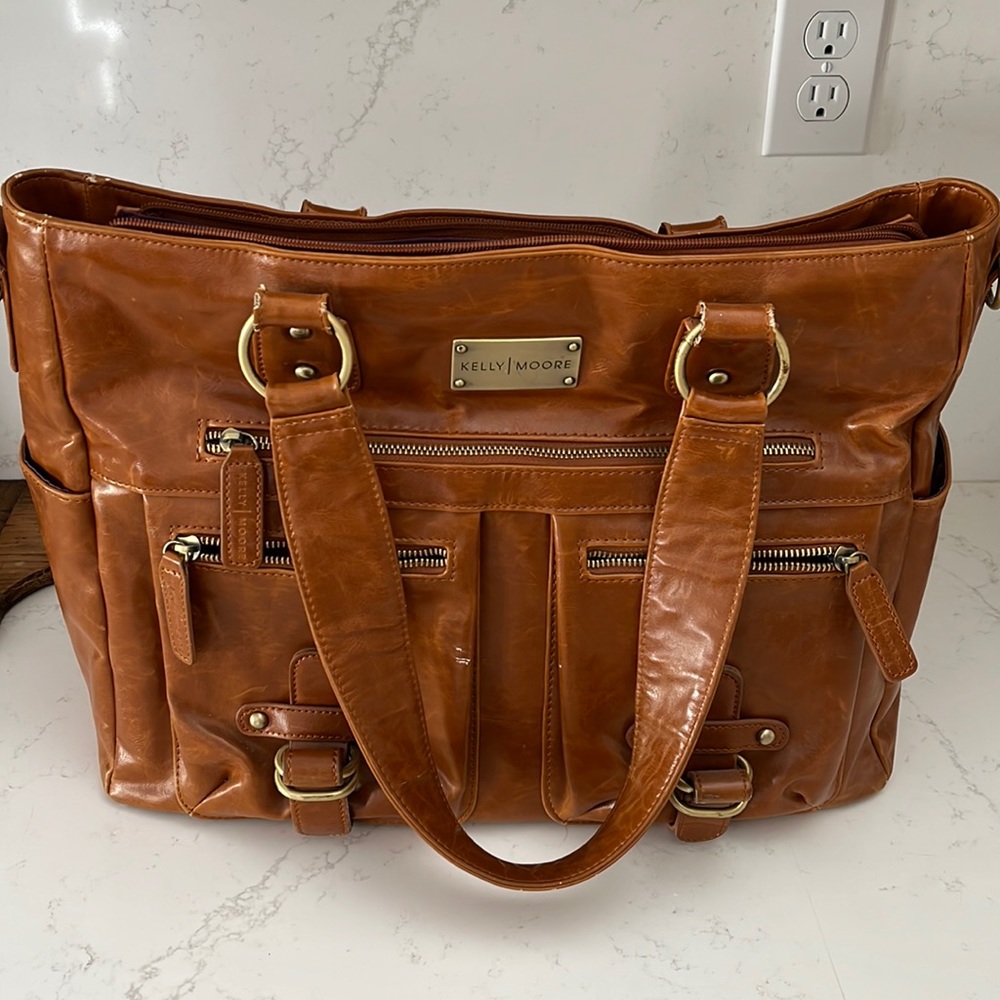Kelly Moore Brown Tan Large Camera Bag Shoulder Tote, Briefcase, Commute